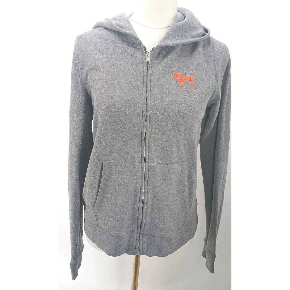 Victoria's Secret Sequin Ombre Orange Gray Full Zip Hoodie Size Large Rare